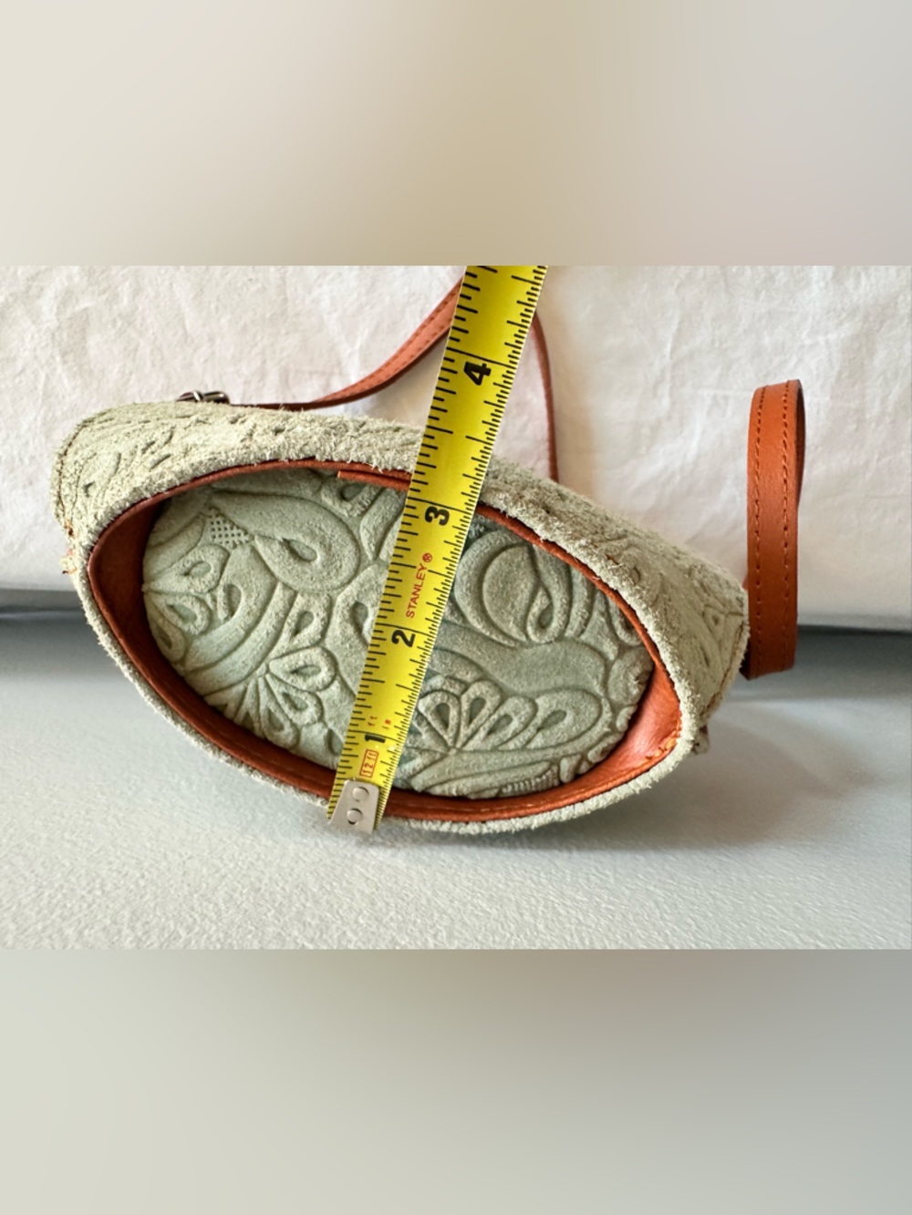 Genuine Leather Suede Embossed Leather Crossbody Bag Made and Purchased In Italy - Picture 4 of 11